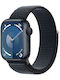 Apple Watch Series 9 Aluminium 41mm Αδιάβροχο με Παλμογράφο (Midnight Aluminium Case με Sport Loop Midnight (S/M))