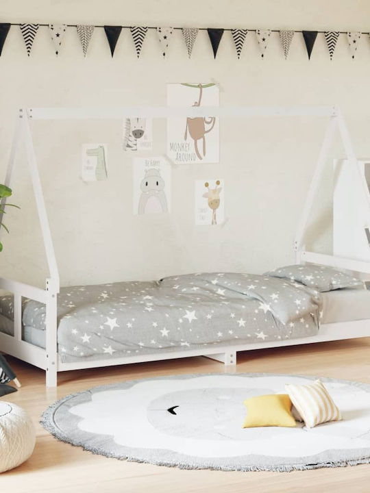 Παιδικό Κρεβάτι Μονό Λευκό για Στρώμα 80x200cm