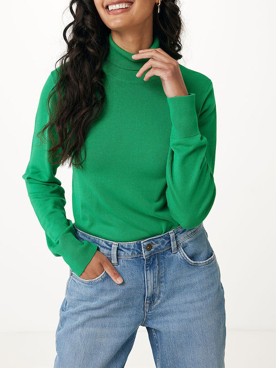 Women's Long Sleeve Sweater Turtleneck Green