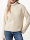 Mexx Women's Long Sleeve Sweater Cotton Turtleneck White