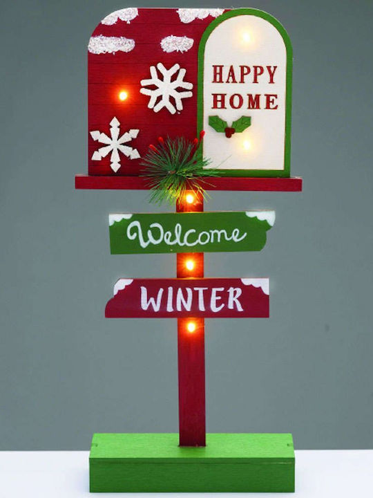 Aca Christmas Illuminated Decorative Wooden with Battery 39.5x18x6cm. Welcome Winter