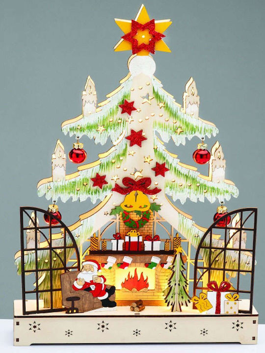 Aca Christmas Illuminated Decorative Wooden with Battery 40x21.5x6cm.