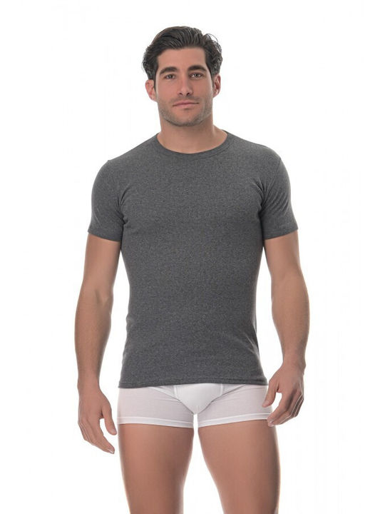 Lido Underwear Men's Undershirt Short-sleeved in Gray Color