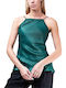 Damen Bluse Ärmellos Grün
