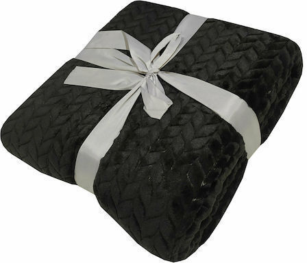 Amo La Casa Jupita Velvet Blanket Double 250x200cm Black