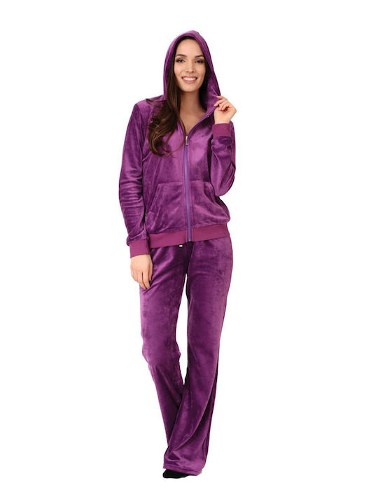 Lydia Creations De iarnă Set Pijamale pentru Femei Catifea Violet