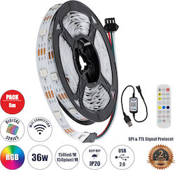 GloboStar LED Strip 5V with RGB Light 1m