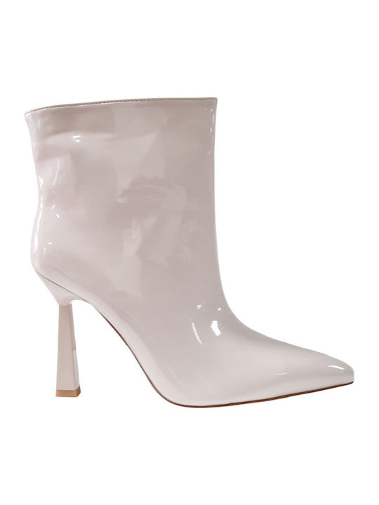 Ligglo Women's Patent Leather Ankle Boots Beige