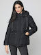 Women's Long Puffer Jacket for Winter Black
