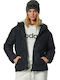 Women's Short Puffer Jacket for Winter with Hood Black