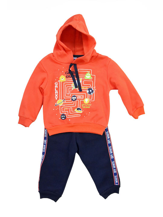 Poulain Kids Sweatpants Set Orange 2pcs