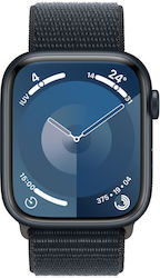 Apple Watch Series 9 Cellular Aluminium 45mm Αδιάβροχο με eSIM και Παλμογράφο (Midnight με Midnight Sport Loop)