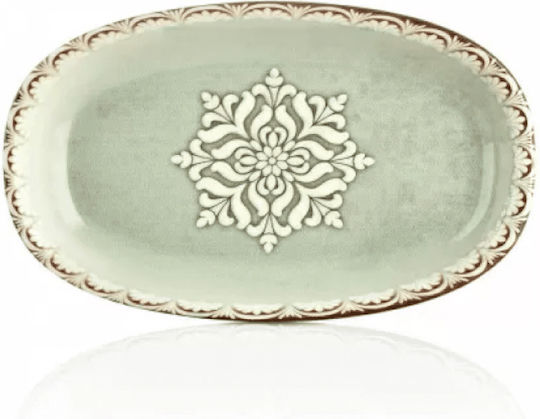 By Bone Rome Servierplatte Oval aus Porzellan Grün 19x11cm 12Stück
