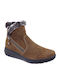 Leather Women's Ankle Boots Platform & Fur Tabac Brown