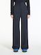 Women's Fabric Trousers Navy Blue