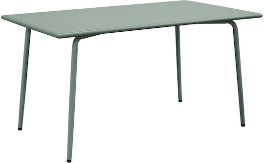 Brio Outdoor Dinner Free Standing Metal Table Sandy Green 140x80x73cm