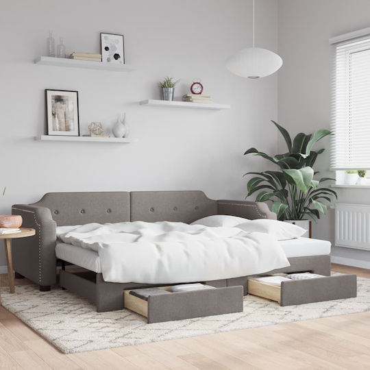 Canapea Pat King Size Tapițat cu Material Maro Potrivit pentru Saltea 200x200cm