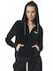 Body Action Jachetă Hanorac pentru Femei Catifea Cu glugă Neagră