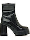Women's Ankle Boots made of Patent Leather with Medium Heel Black