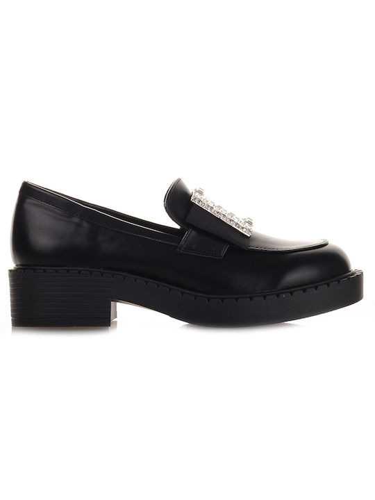 Famous Shoes Γυναικεία Loafers σε Μαύρο Χρώμα