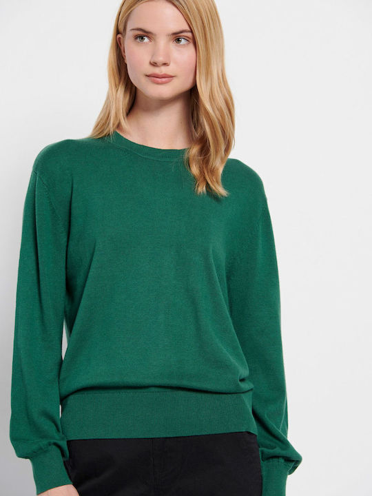 Funky Buddha Damen Langarm Pullover Baumwolle Grün FBL008-100-09