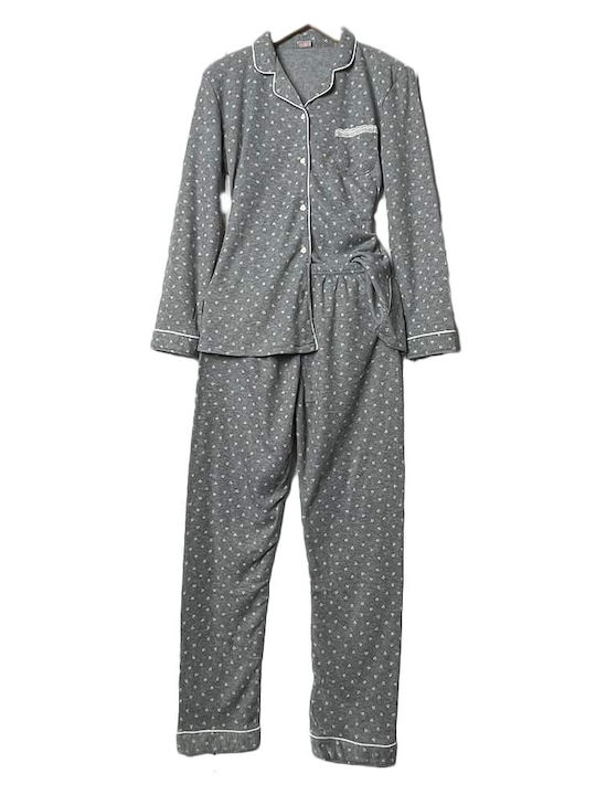 Cootaiya Winter Damen Pyjama-Set Vlies Gray