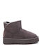 Suede Γυναικεία Μποτάκια με Γούνα Taupe