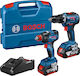 Bosch GSR Σετ Δράπανο 18V με 2 Μπαταρίες 4Ah και Θήκη