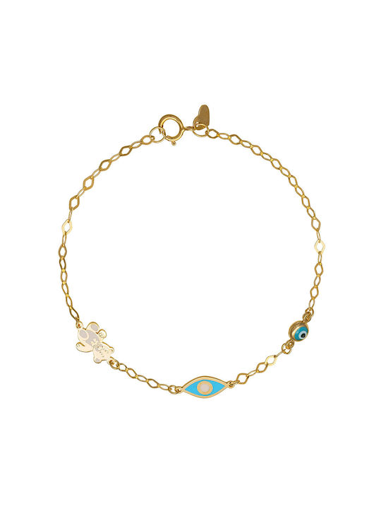 Ioannis Kosmima Kids Bracelet from Gold 9K with Evil Eye