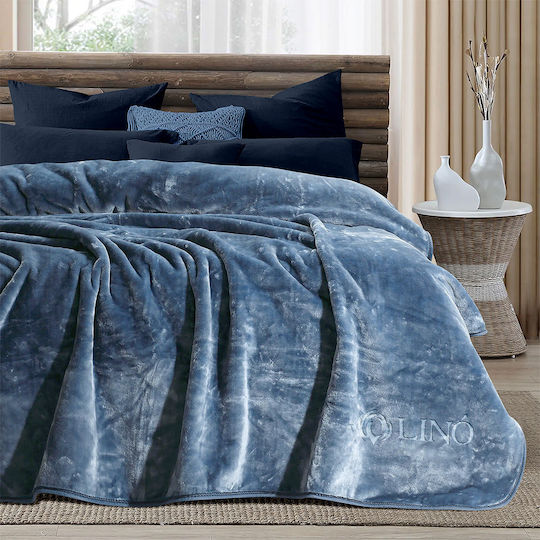 Lino Home Velvet Blanket Single 160x220cm Blue