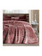 Lino Home Vellut Κουβέρτα Βελουτέ Υπέρδιπλη 220x240εκ. Eng.Rose