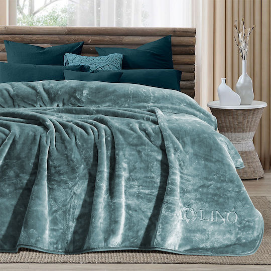 Lino Home Vellut Decke Samtig Übergröße 220x240cm Mint
