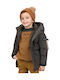 Kids Casual Short Coat with Lining and Hooded Grey