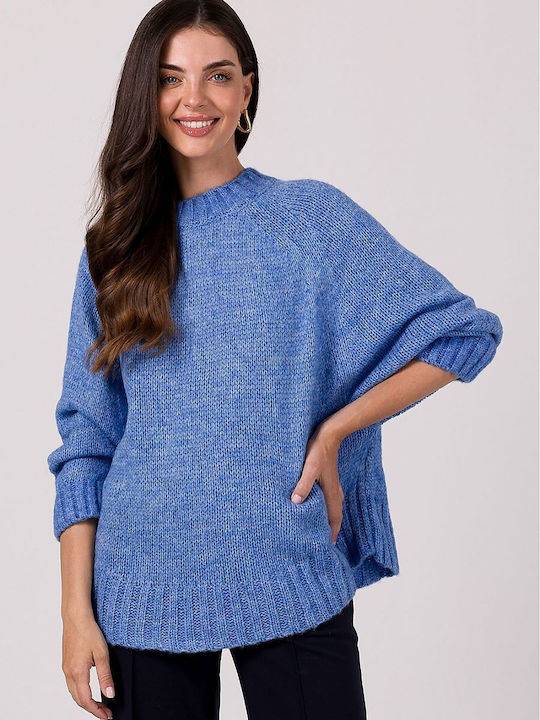 BE Knit Women's Long Sleeve Sweater Blue