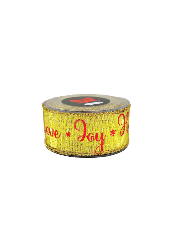 Kappa Decor Χριστουγεννιάτικη Лента Believe-Joy-Hope Жълт 900x5см 1бр