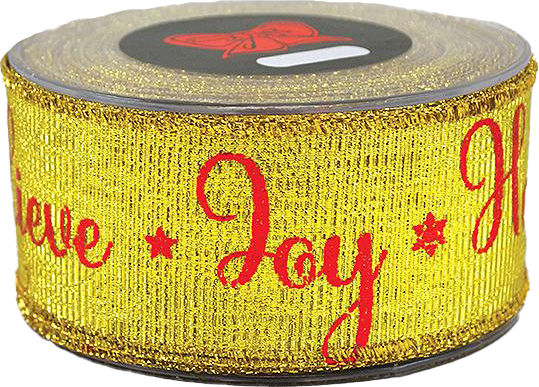 Kappa Decor Believe-Joy-Hope Christmas Ribbon Yellow 900x5cm 1pc