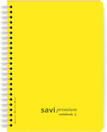 The Penwest Company Σπιράλ Τετράδιο Ριγέ Α4 90 Φύλλων 3 Θεμάτων Κίτρινο