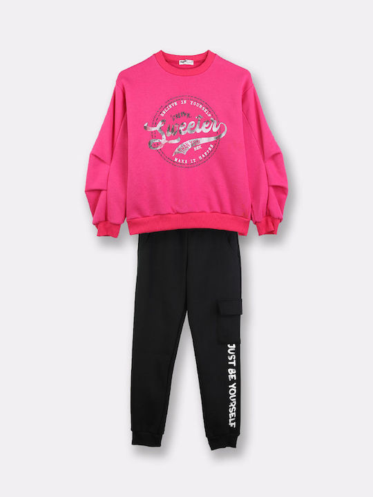 Nek Kids Wear Kids Sweatpants Set Fuchsia 2pcs