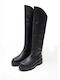 Mortoglou Leather Over the Knee Women's Boots Black