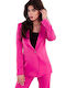 Makover Long Women's Blazer Fuchsia