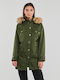 Women's Long Parka Jacket for Winter with Hood Khaki