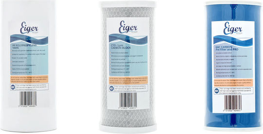Eiger Ersatz-Wasserfilter Umkehrosmose (RO) / Unter der Spüle aus Polypropylen 10" Groß-Blau 3Stück