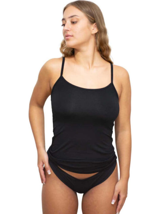 Women's T-Shirt with Spaghetti Strap Black