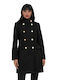 Women's Black Coat with Buttons