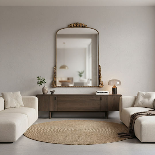 Besty Decor 32001 Wandspiegel Gewölbter Gold 130x90cm