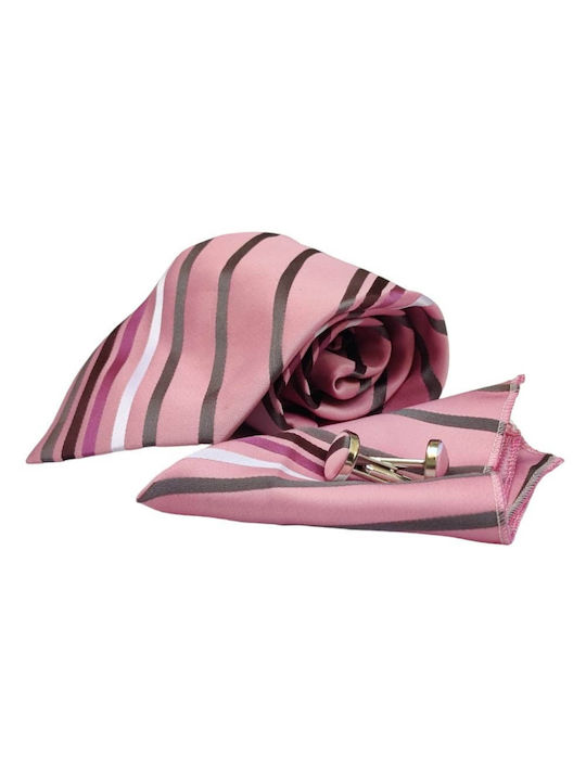 Set de Cravată pentru Bărbați Tipărit în Culorea Roz