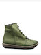 Gras Leather Women's Ankle Boots Green