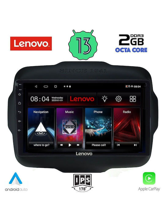 Lenovo Sistem Audio Auto pentru Jeep Renegade 2014> (Bluetooth/USB/WiFi/GPS/Apple-Carplay/Android-Auto) cu Ecran Tactil 9"