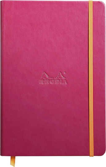 Rhodia Тетрадка 96 Листа A5 На райета с Ластик и Калъф за Химикалка Фуксия