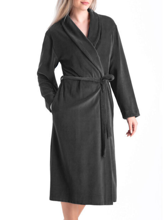 Relax Lingerie Winter Damen Samt Robe Gray